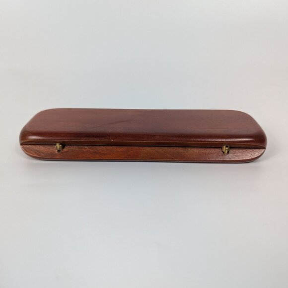 Vintage Hinged Dark Wood Pen Case NO Pen - Picture 5 of 6